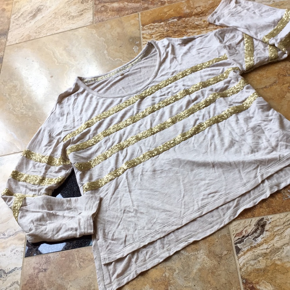Copper Key beige long sleeveT/Yellow gold stripes